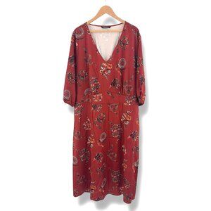 Bloomchic Brown Tribal Snake Print Midi Maxi Dress with Pockets Size‎ 26 4X Plus